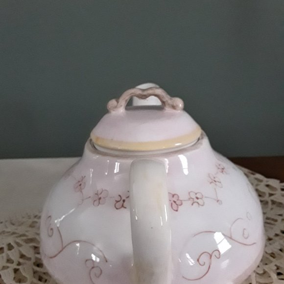 Tracy Porter Hand-Painted Ceramic Teapot with Pink Floral Motif - Picture 3 of 7